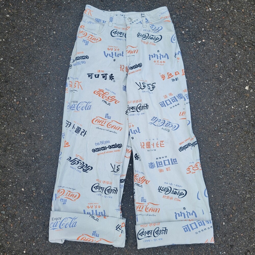 H&M Divided Women's Coca-Cola Multi-Language Logo Print Twill Pants